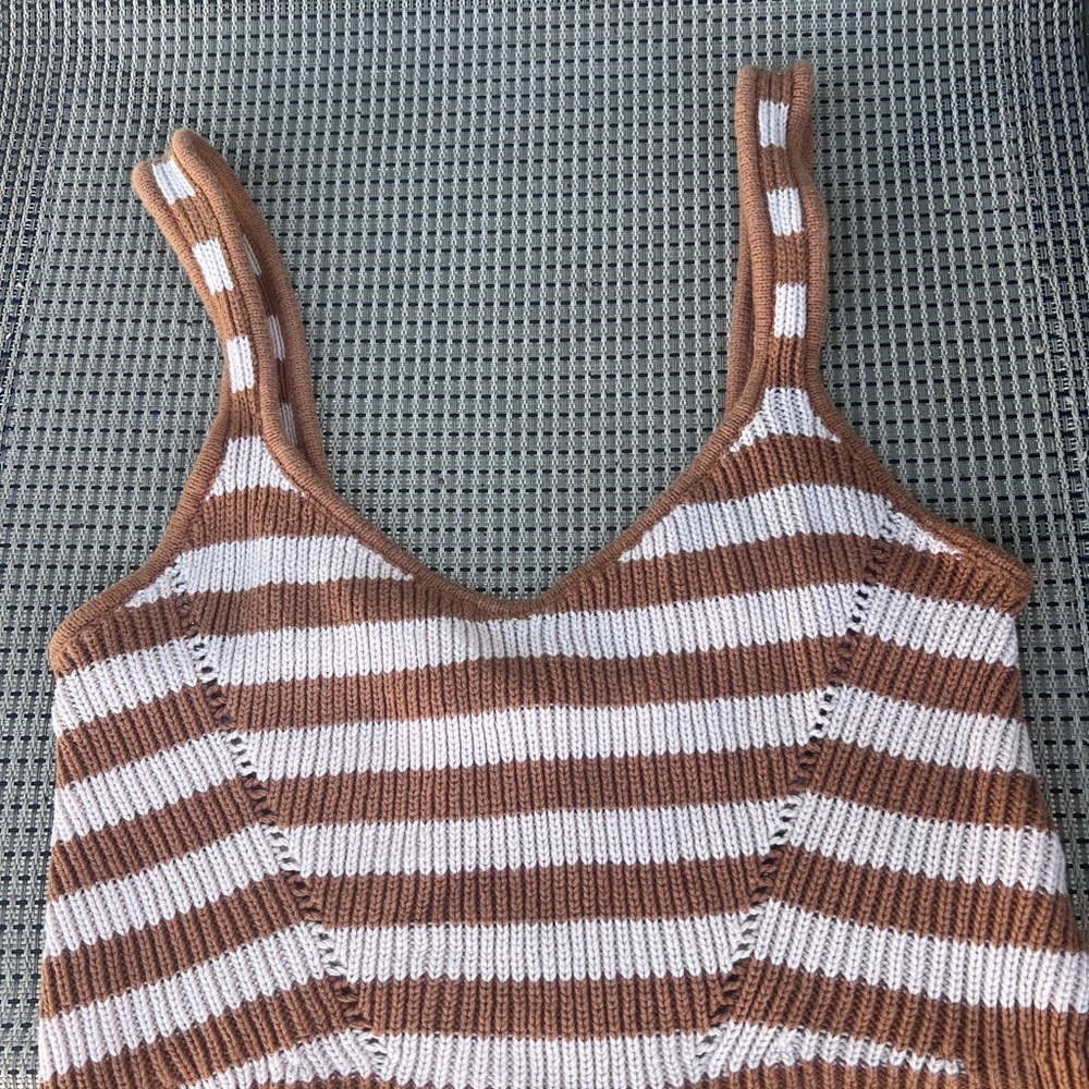 Cotton On Brown & White Striped Knit Tank